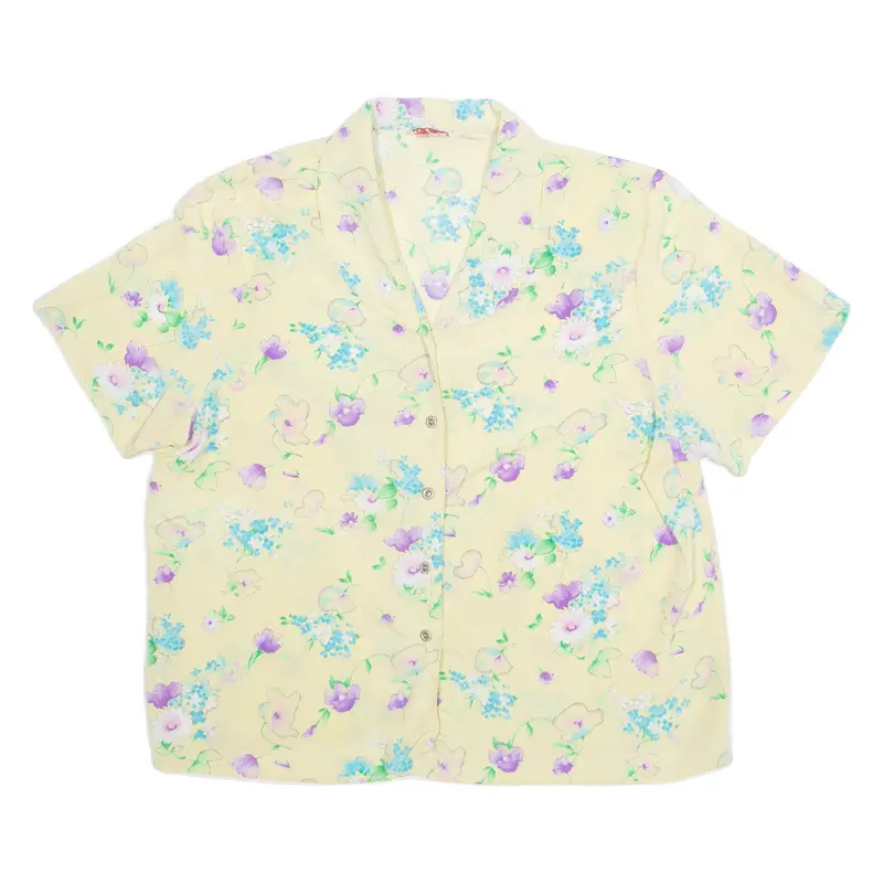 Womens Printed Shirt Beige Collared Floral Xl 1