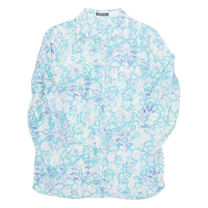 Womens Printed Shirt Blue 3/4 Sleeve Paisley S 1