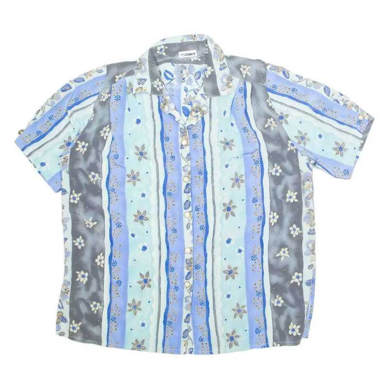 Womens Printed Shirt Blue Collared Crazy Pattern M 1
