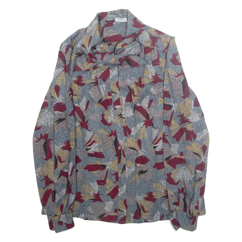 Womens Printed Shirt Blue Collared Long Sleeve L 1