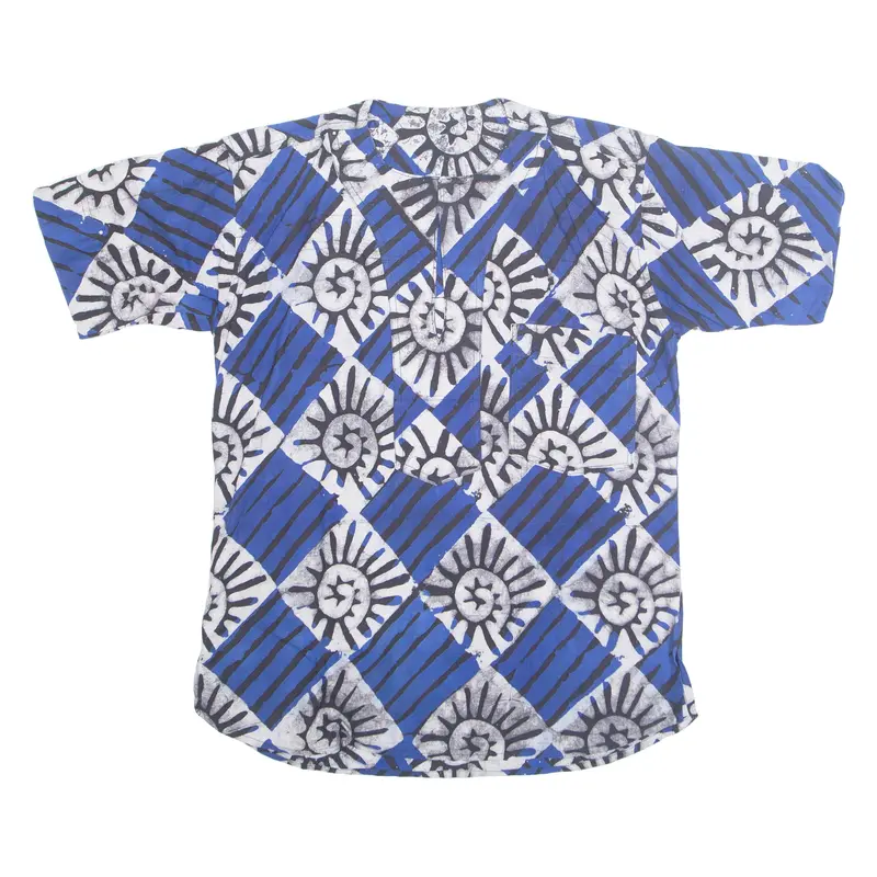 Womens Printed Shirt Blue Crazy Pattern L 1