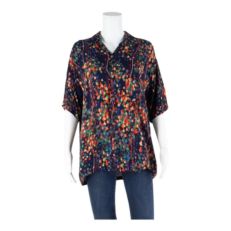 Womens Printed Shirt Blue Floral L 1