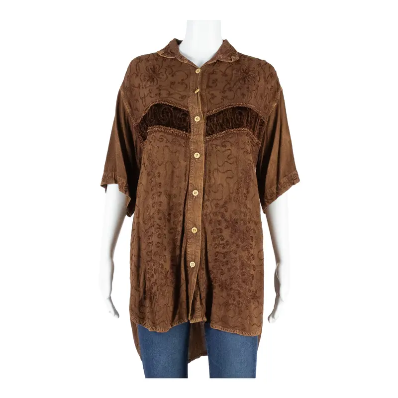 Womens Printed Shirt Brown Floral L 1