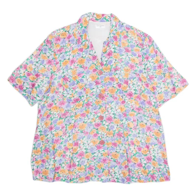 Womens Printed Shirt Pink Collared Floral L 1