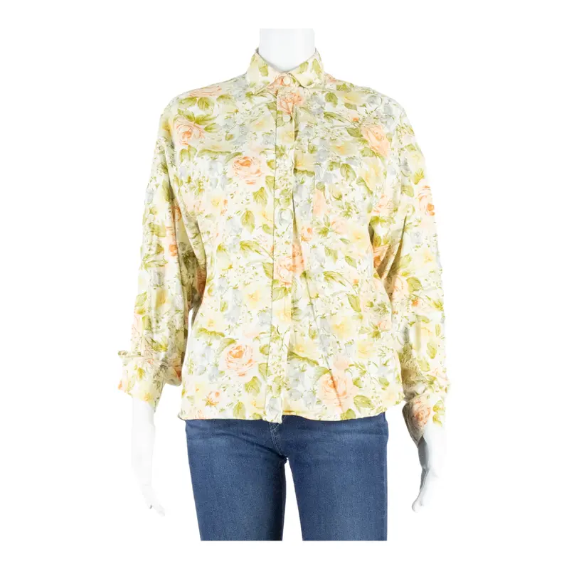 Womens Printed Shirt Pink Long Sleeve Floral M 1