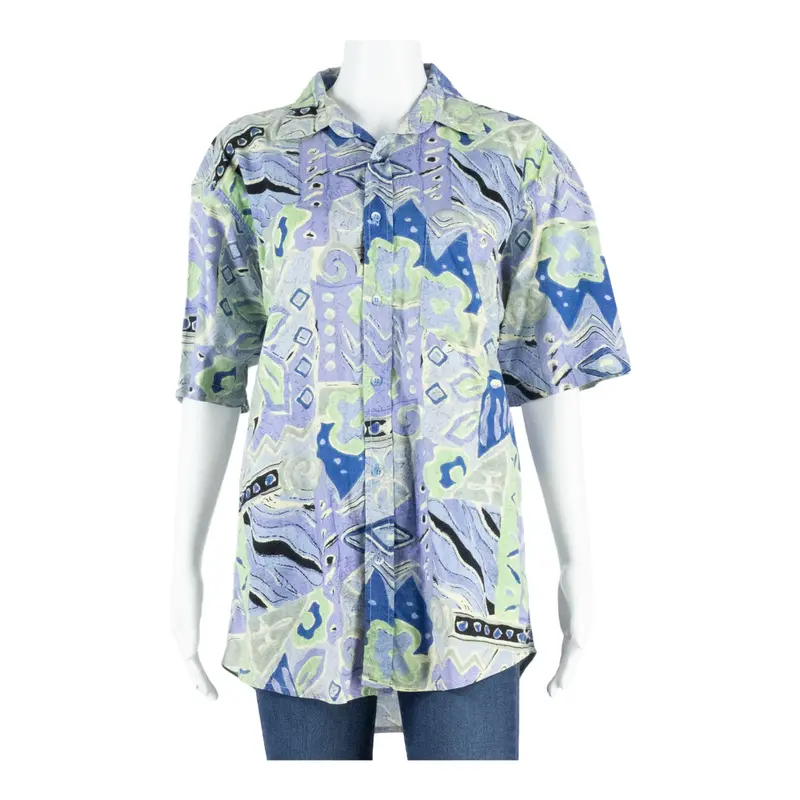Womens Printed Shirt Purple Crazy Pattern S 1