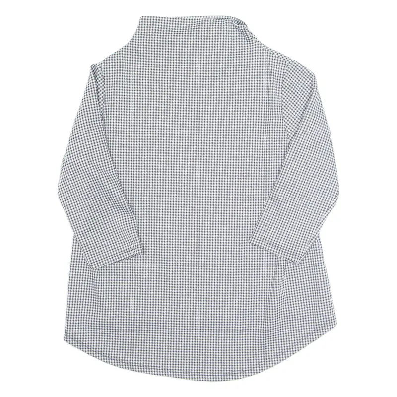 Womens Printed Top Black High Neck 3/4 Sleeve Gingham S 1