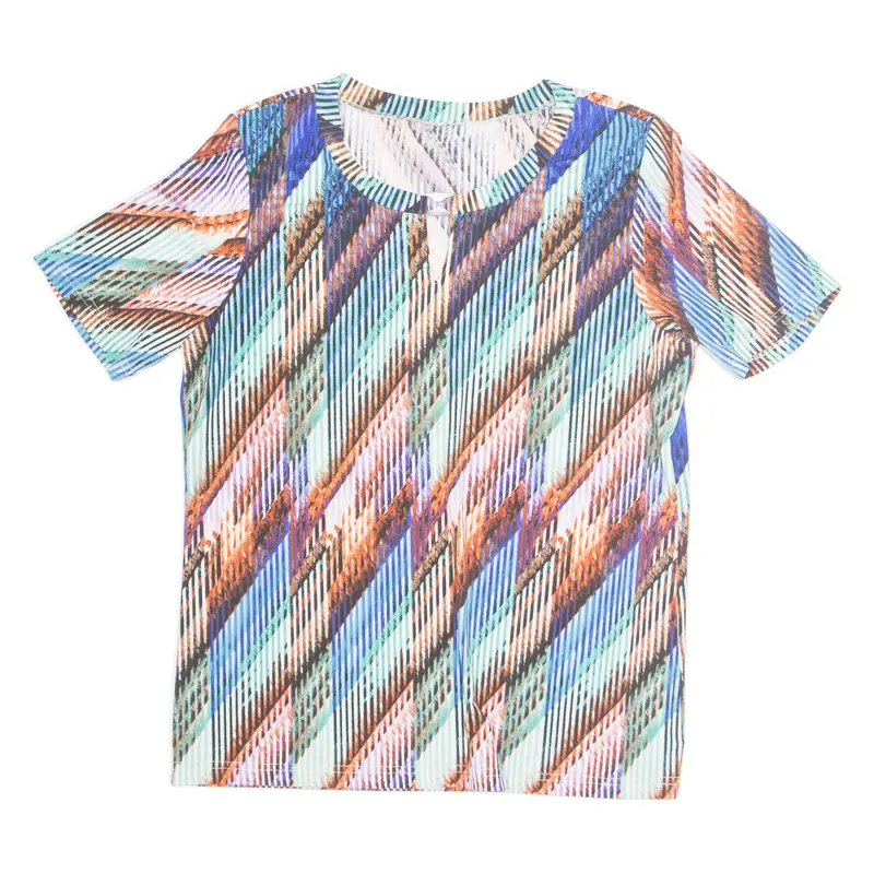 Womens Printed Top Blue Crazy Pattern M 1