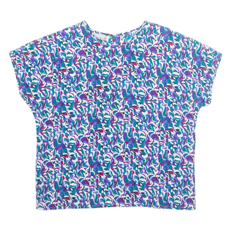 Womens Printed Top Blue Crazy Pattern M 1
