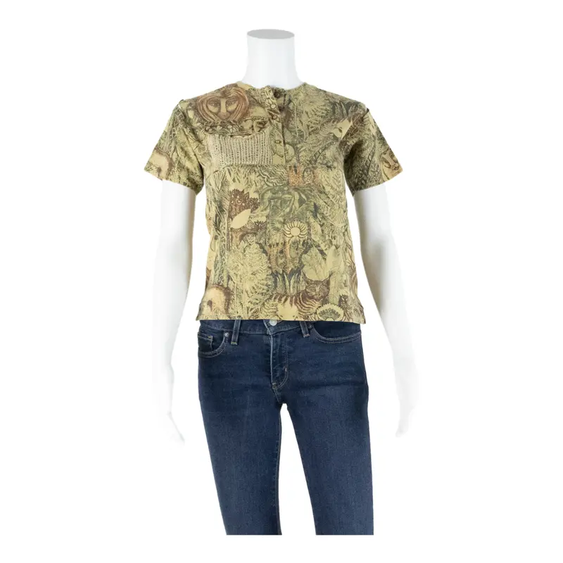 Womens Printed Top Brown Animal Print Xs 1
