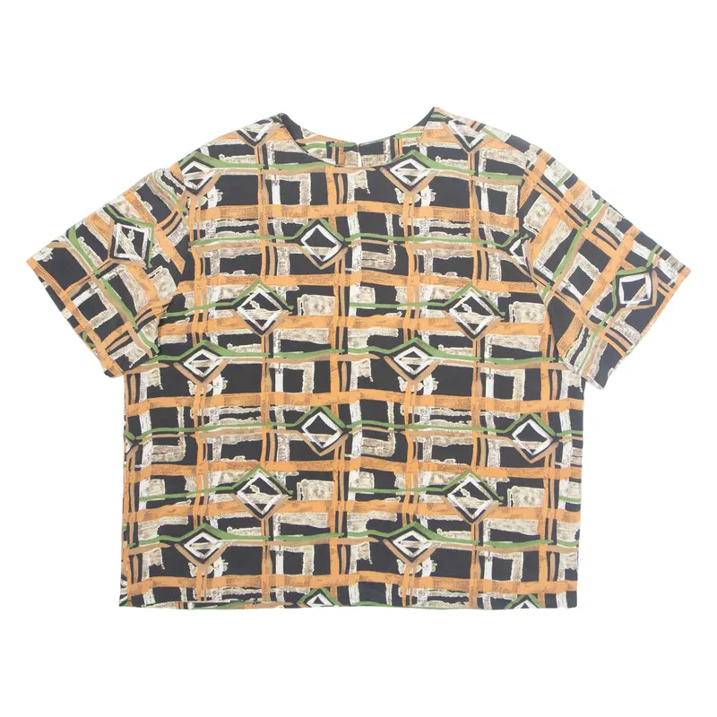 Womens Printed Top Brown Crazy Pattern L 1