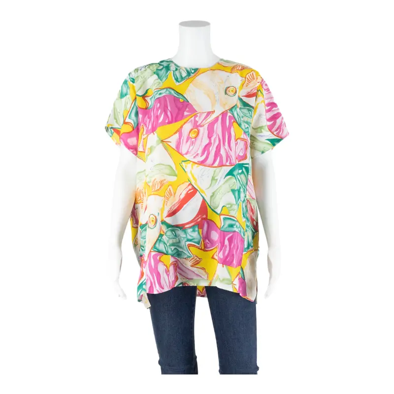 Womens Printed Top Pink Crazy Pattern L 1