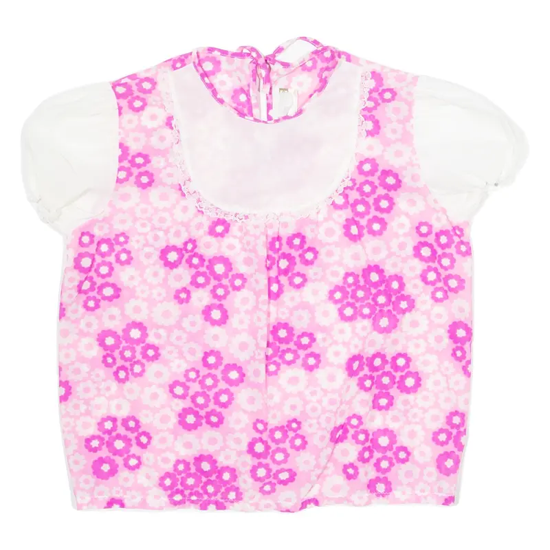 Womens Printed Top Pink Puff Sleeve Floral Xs 1