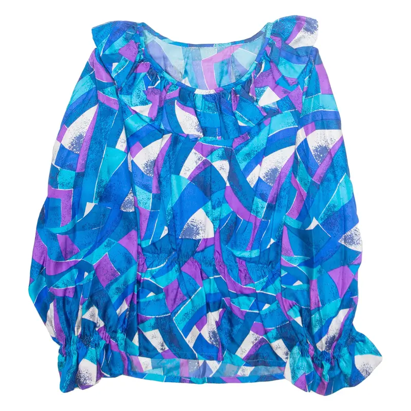 Womens Printed Top Purple Long Sleeve Crazy Pattern M 1