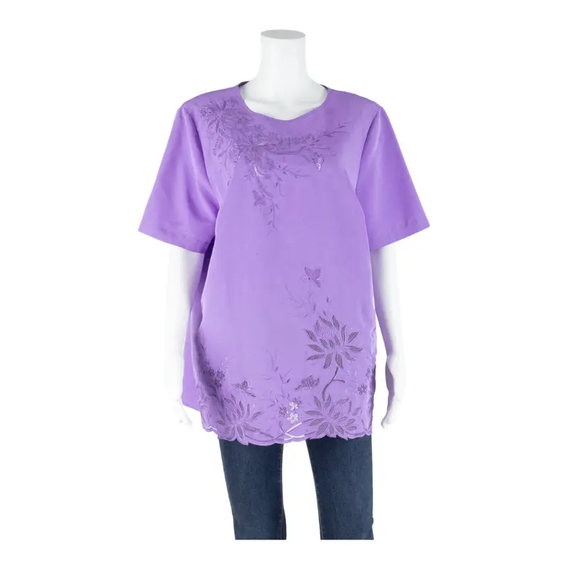 Womens Printed Top Purple Silk Floral Uk 20 1