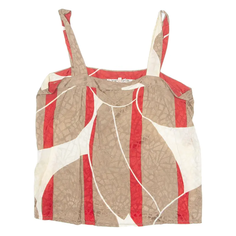 Womens Printed Vest Brown Sleeveless Crazy Pattern S 1
