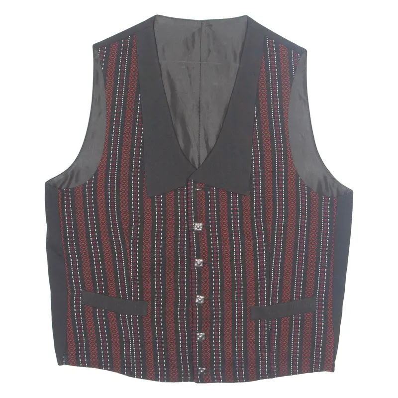 Womens Printed Waistcoat Black V-Neck Sleeveless Striped Xl 1