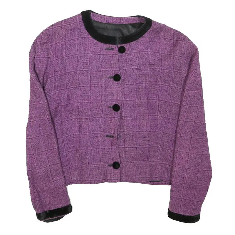 Womens Purple Plain Button Jacket Xs Polyester Blend Classic Fit 1
