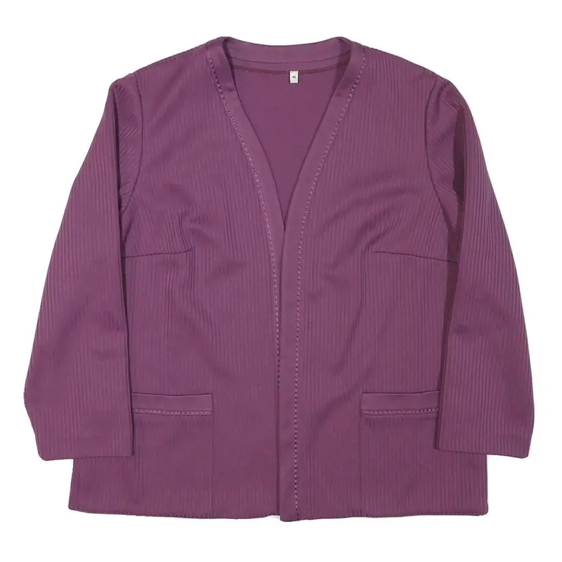 Womens Purple Plain Jacket M Polyester Regular Fit Long Sleeve No Hood 1