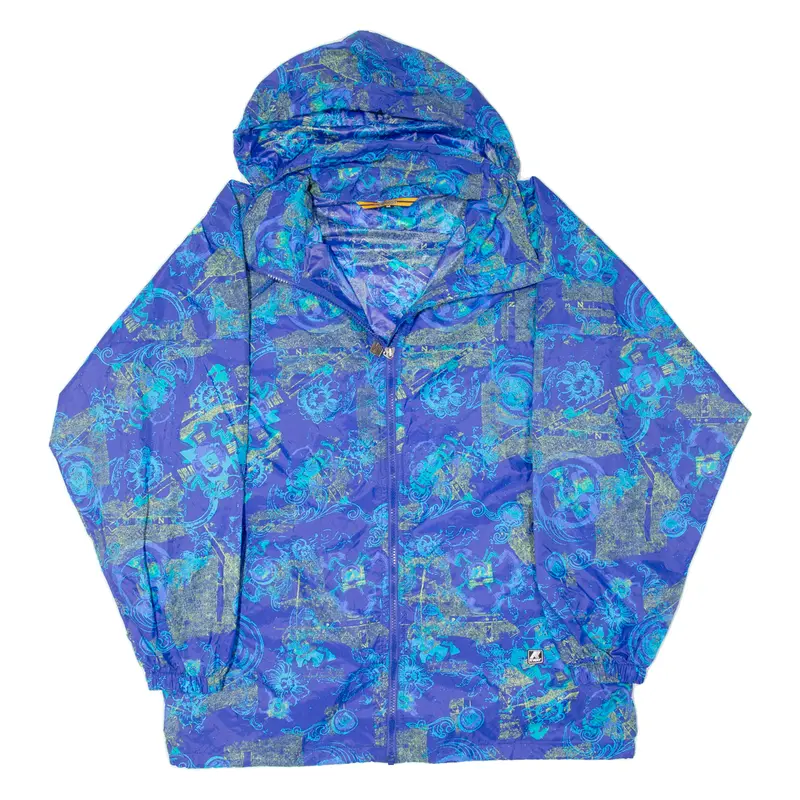 Womens Rain Jacket Blue Hooded Floral M 1