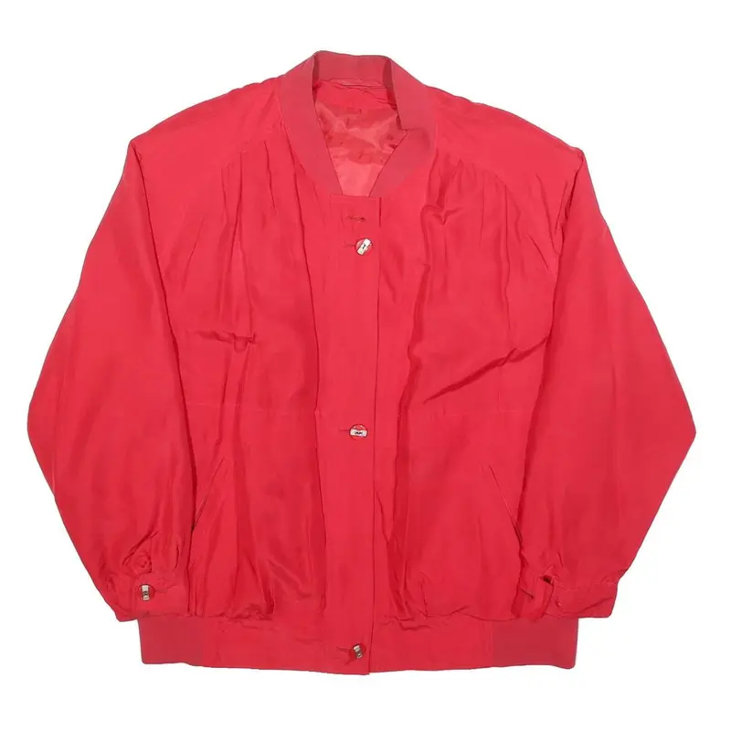 Womens Red Button Jacket M Plain Classic Casual Lightweight 1