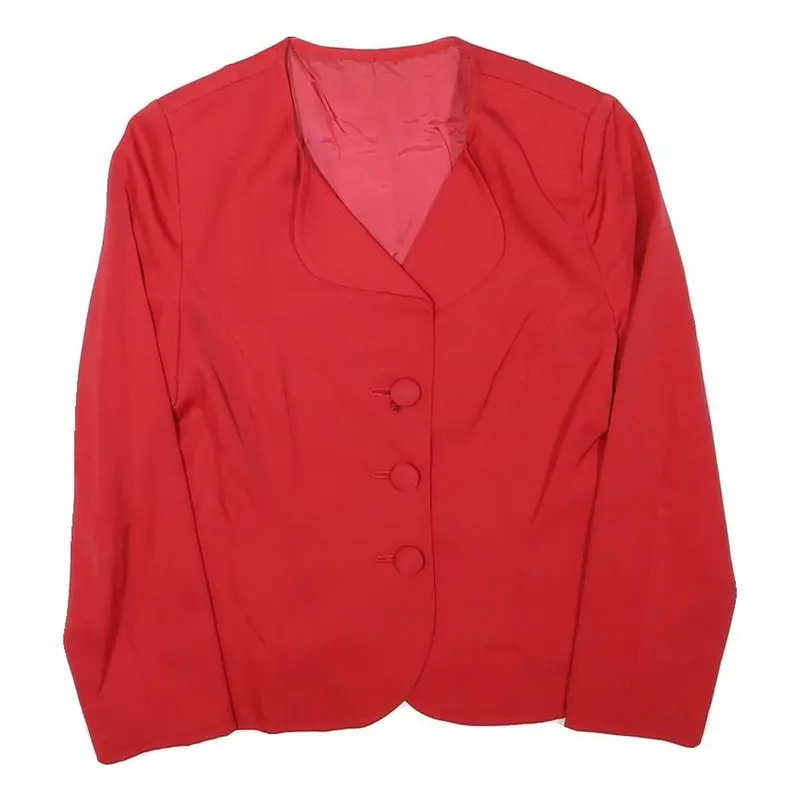 Womens Red Button Jacket Xxs Polyester Blend Plain Classic Fit Stylish 1