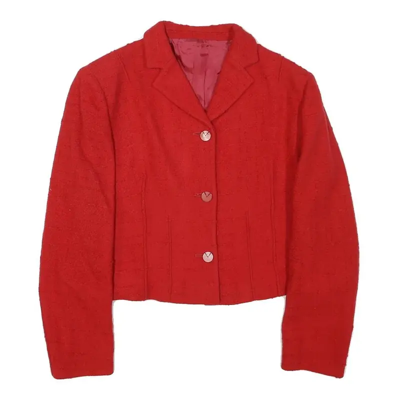Womens Red Cotton Blend Button Jacket Xs Woven Classic Tailored 1
