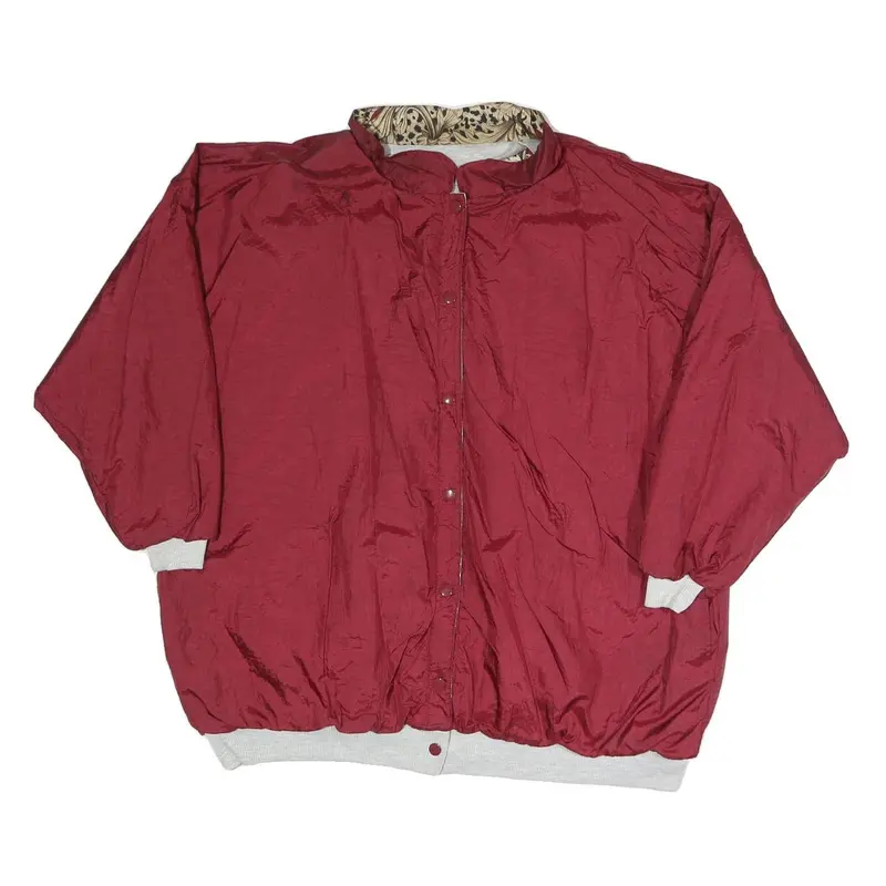 Womens Red Polyester Blend Button Jacket L Plain Casual Lightweight 1