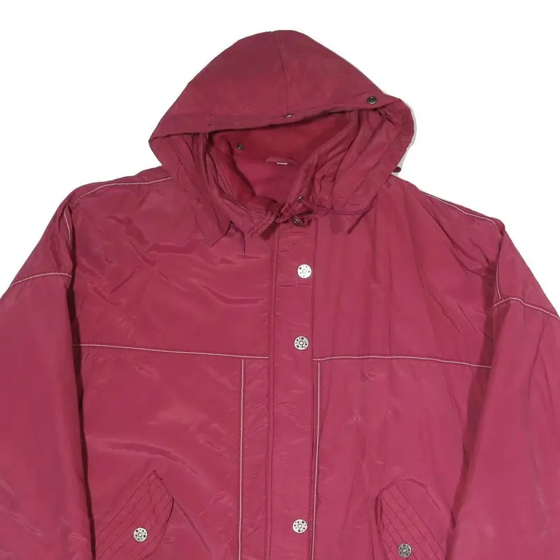 Womens Red Polyester Blend Hooded Zip Jacket Xl Plain Casual Outdoor Windbreaker 2