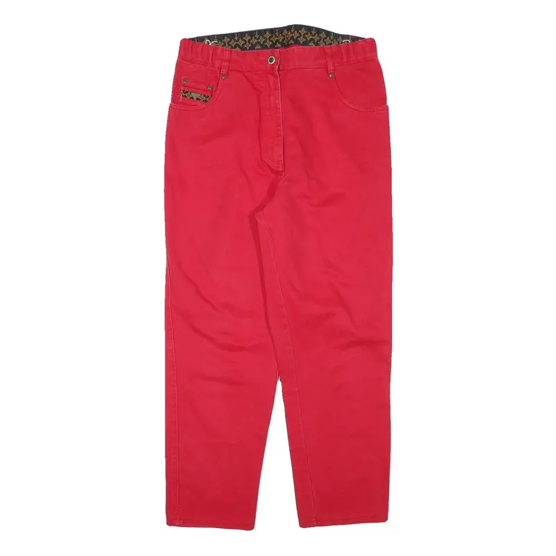 Womens Red Relaxed Jeans Cotton Blend W31 L26 Zip Pocket Detail 1