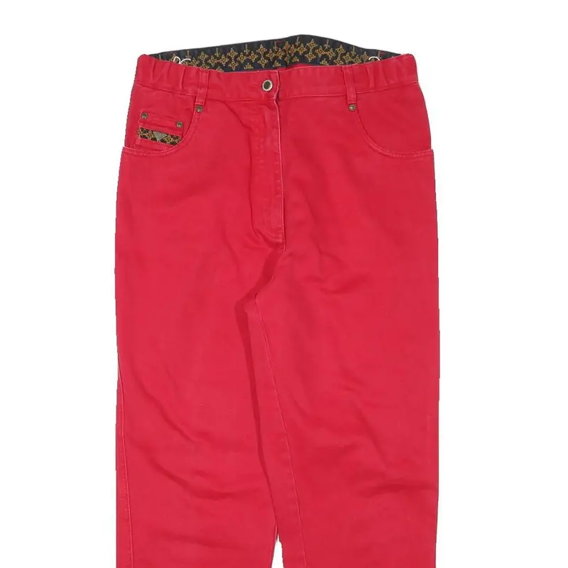 Womens Red Relaxed Jeans Cotton Blend W31 L26 Zip Pocket Detail 2