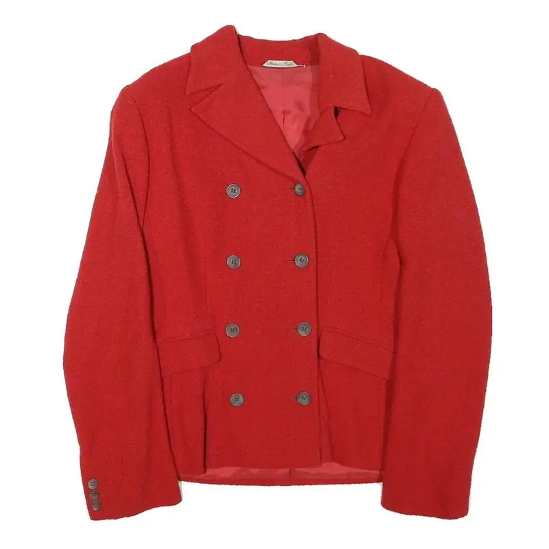 Womens Red Wool Blend Double Breasted Jacket Xs Button Closure Classic Fit Plain 1