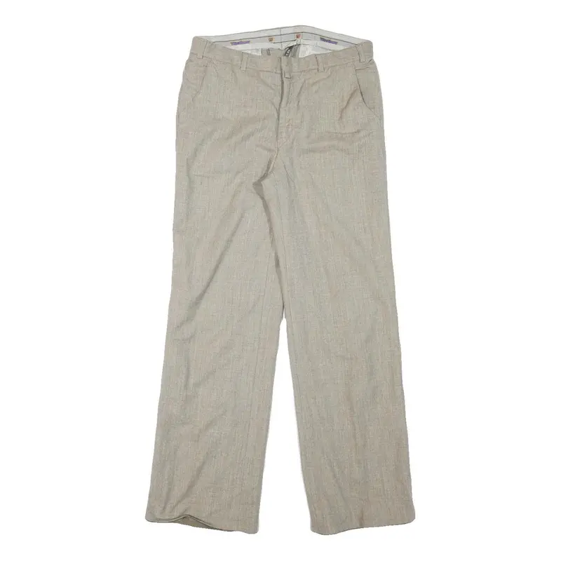 Womens Regular Fit Beige Wool Blend Zip Closure Trousers W29 L29 Classic 1