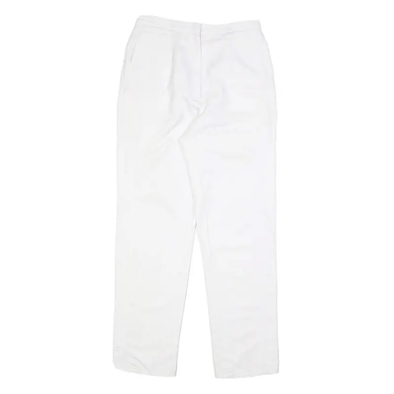Womens Regular Fit White Cotton Blend Trousers W26 L28 Zip Closure Plain Pattern 1