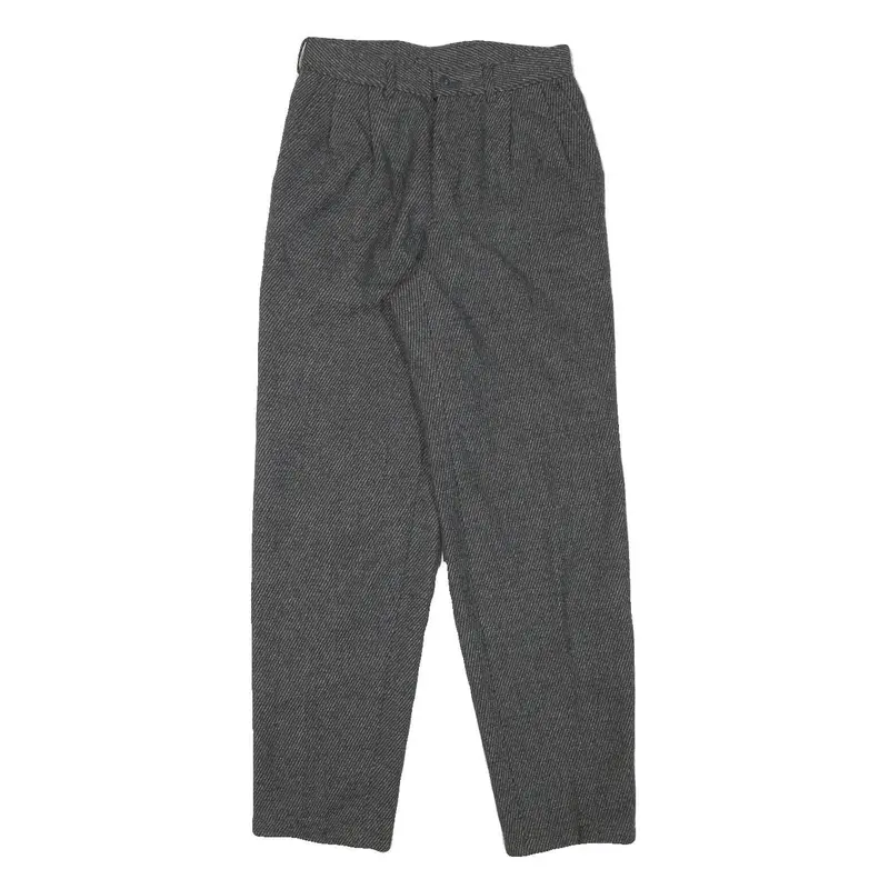 Womens Regular Grey Wool Blend Trousers W24 L28 Zip Closure Classic Fit 1