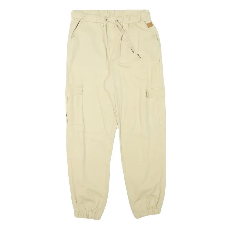 Womens Relaxed Beige Cargo Trousers Drawstring W28 L26 Cotton Blend Casual 1