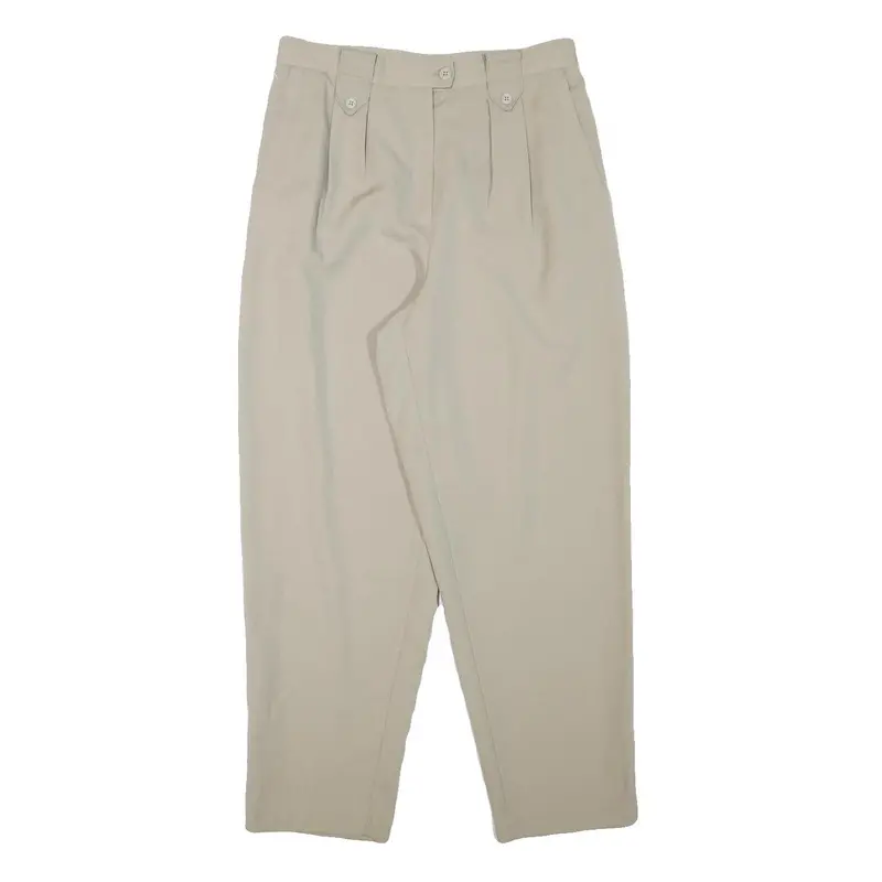 Womens Relaxed Fit Beige Trousers Polyester Blend W30 L28 Zip Casual Smart 1