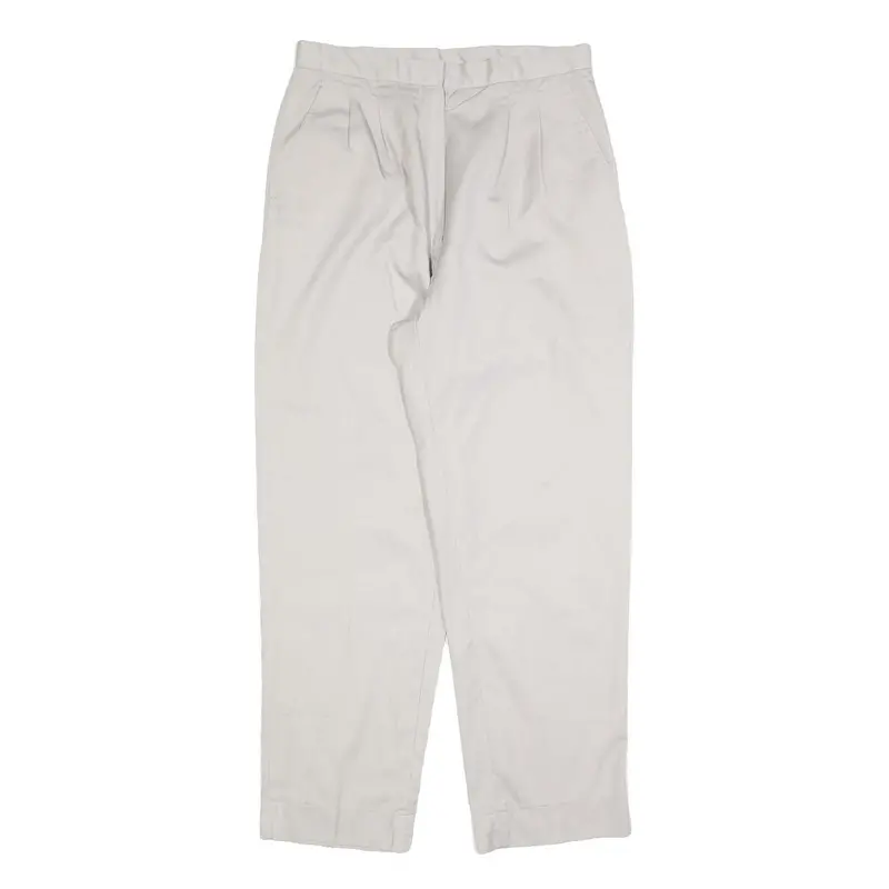 Womens Relaxed Fit Cotton Blend Trousers White W30 L28 Classic Zip Casual 1