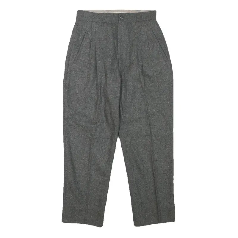 Womens Relaxed Fit Grey Wool Blend Trousers Zip W24 L23 Classic Formal Smart 1