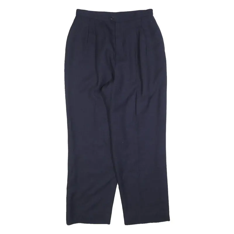 Womens Relaxed Fit Navy Wool Blend Zip Trousers W28 L30 Classic Workwear 1