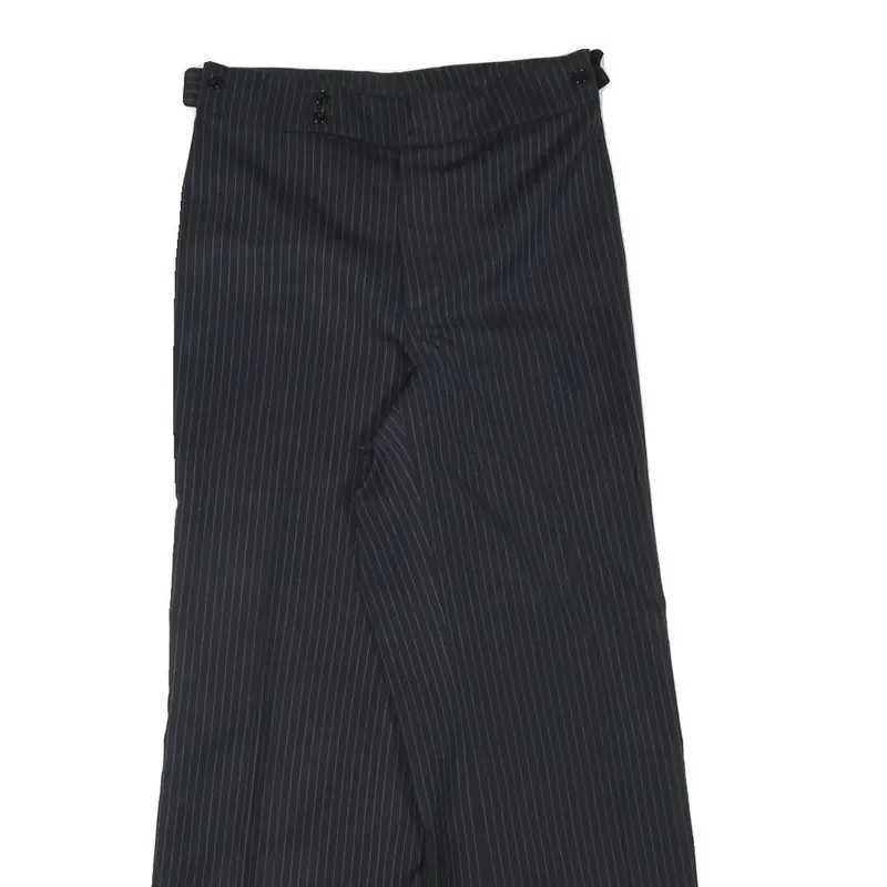Womens Relaxed Fit Wool Blend Black Pinstripe Trousers W30 L29 Wide Leg Zip 2