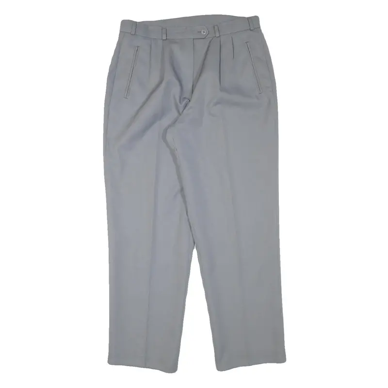Womens Relaxed Fit Wool Blend Grey Trousers W32 L29 Zip Closure Elegant 1