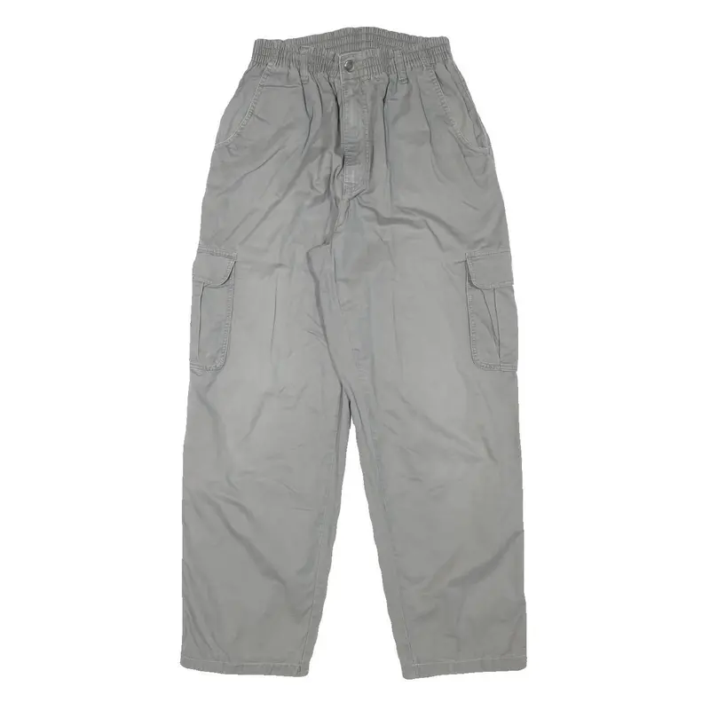 Womens Relaxed Grey Cotton Blend Zip Cargo Trousers W24 L27 Comfortable Casual 1