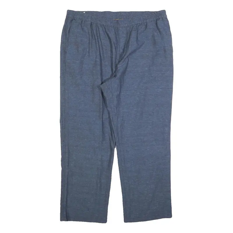 Womens Relaxed Linen Blend Blue Straight Leg Trousers W40 L30 Comfortable Casual 1
