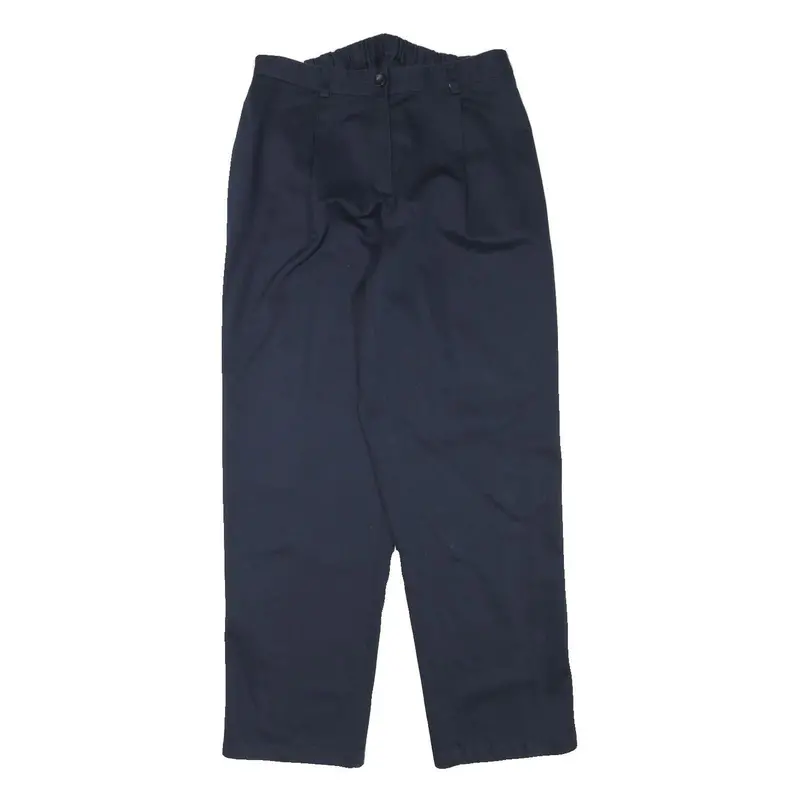 Womens Relaxed Navy Blue Cotton Blend Trousers W29 L30 Zip Closure 1
