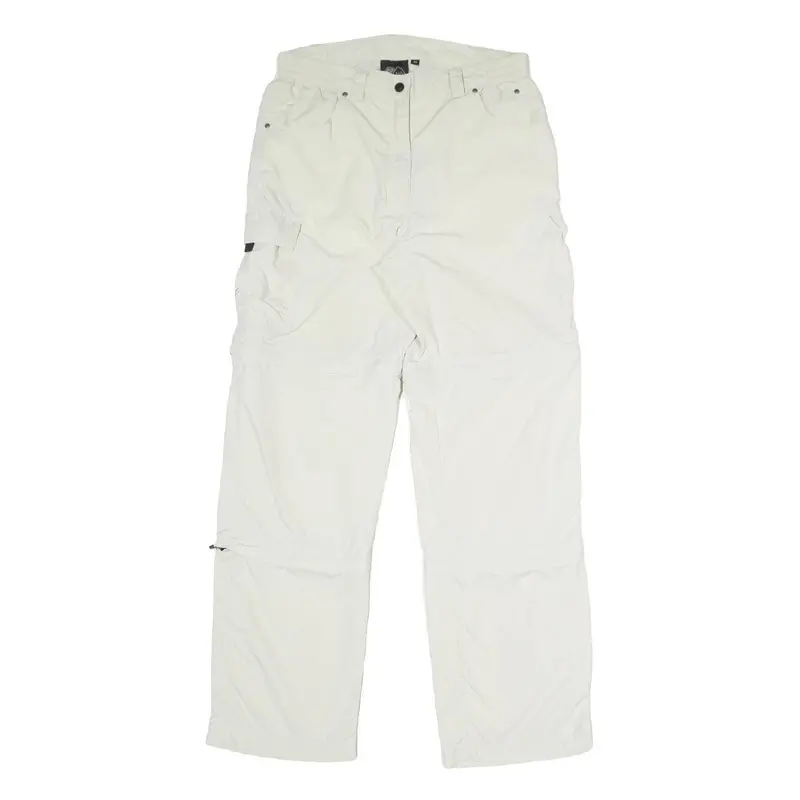 Womens Relaxed White Polyester Blend Cargo Trousers W32 L32 Zip Pocket Casual 1