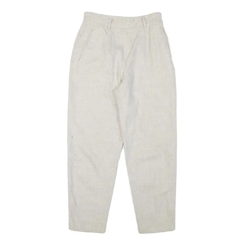 Womens Relaxed Wool Blend Cream Trousers Zip W24 L25 Casual Office Comfort 1
