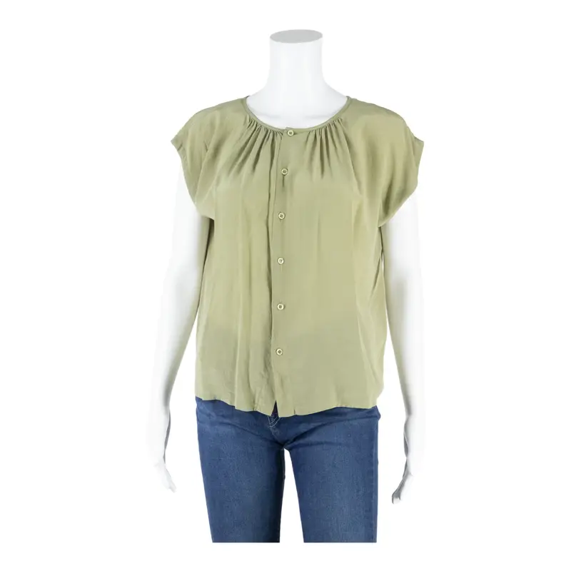 Womens Ruffle Shirt Green M 1
