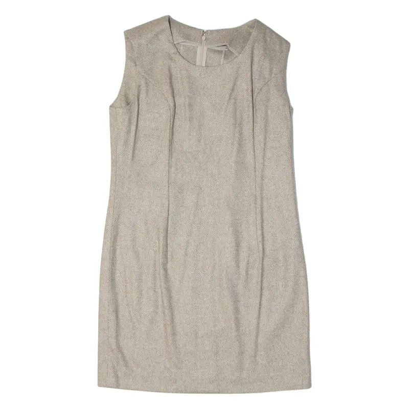 Womens Shift Dress Beige Sleeveless Knee Length S 1