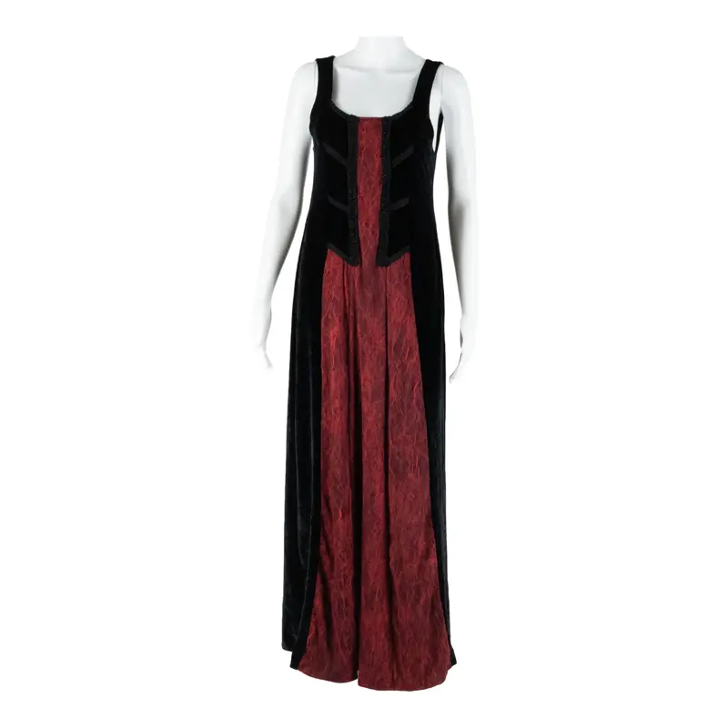 Womens Shift Dress Black Velvet Sleeveless Long L 1